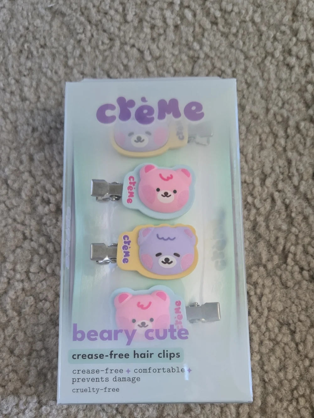 Crème Beary Cute Hair Clips — Crease‑Free Pastel Bear Barrettes Set